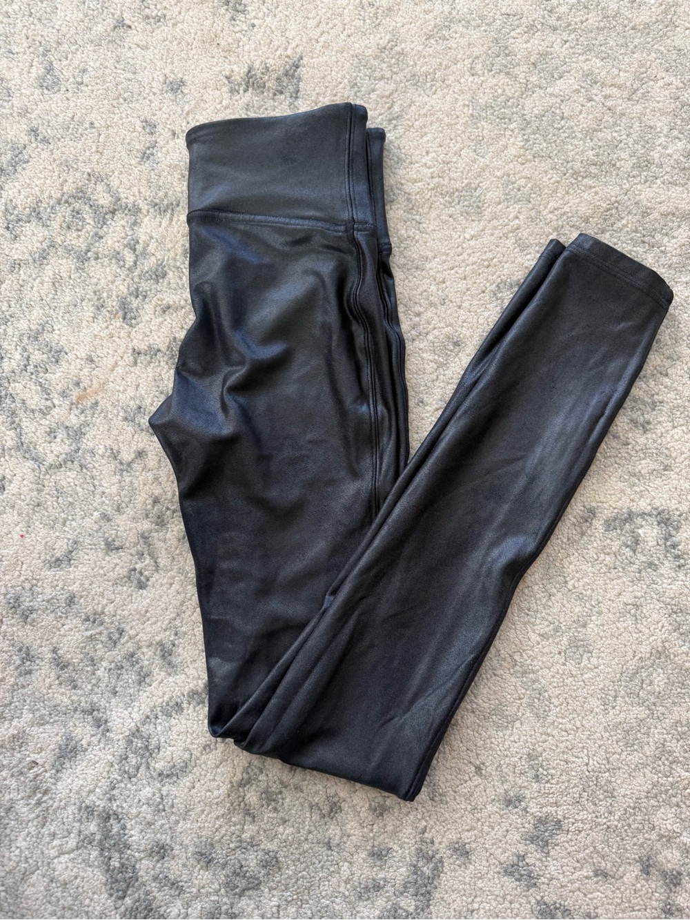 SPANX Faux Leather Leggings Black High Rise Sz S/P